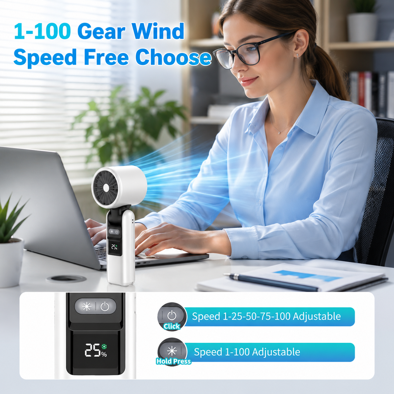 Multifunction Portable Handheld Turbo Ice-Cooling Fan