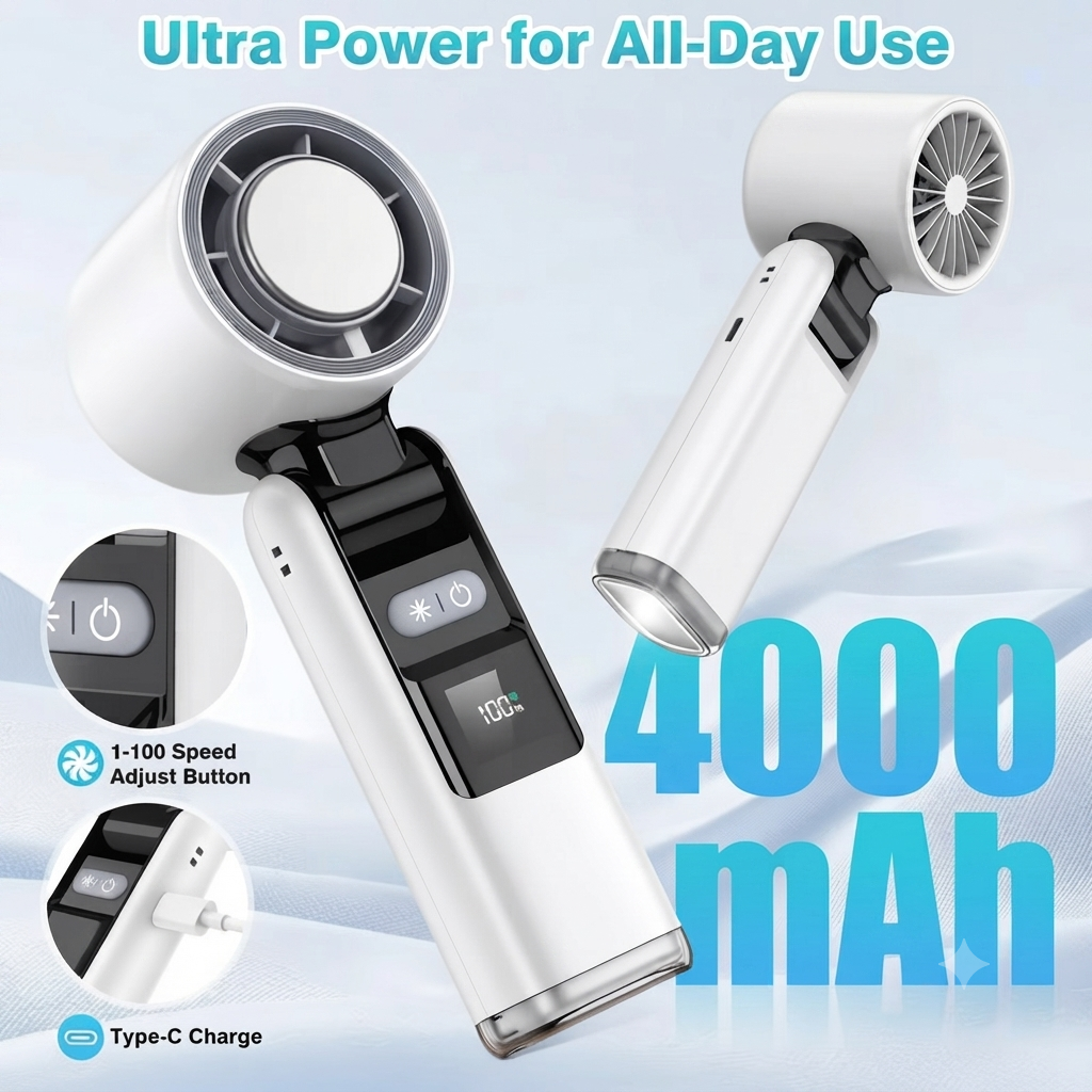 Multifunction Portable Handheld Turbo Ice-Cooling Fan