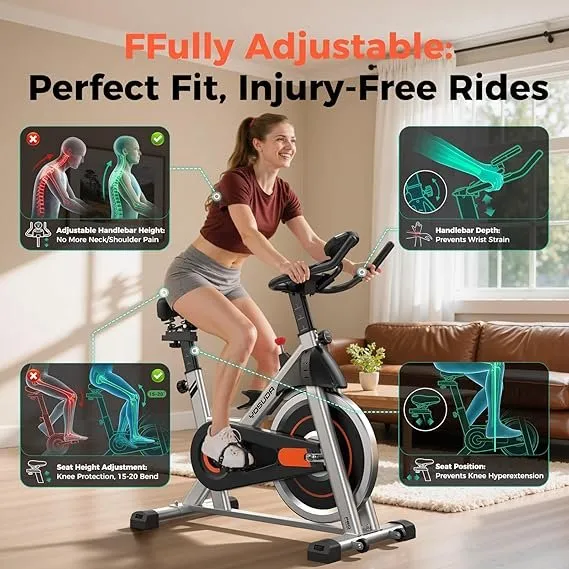 YOSUDA Exercise Bike, Brake Pad Stationary Bike for Home with Exclusive App, Magnetic Indoor Cycling Bike with 300 lb Weight Capacity, Low Noise, Tablet Holder and Fitness Courses for Weight Loss - Image 4